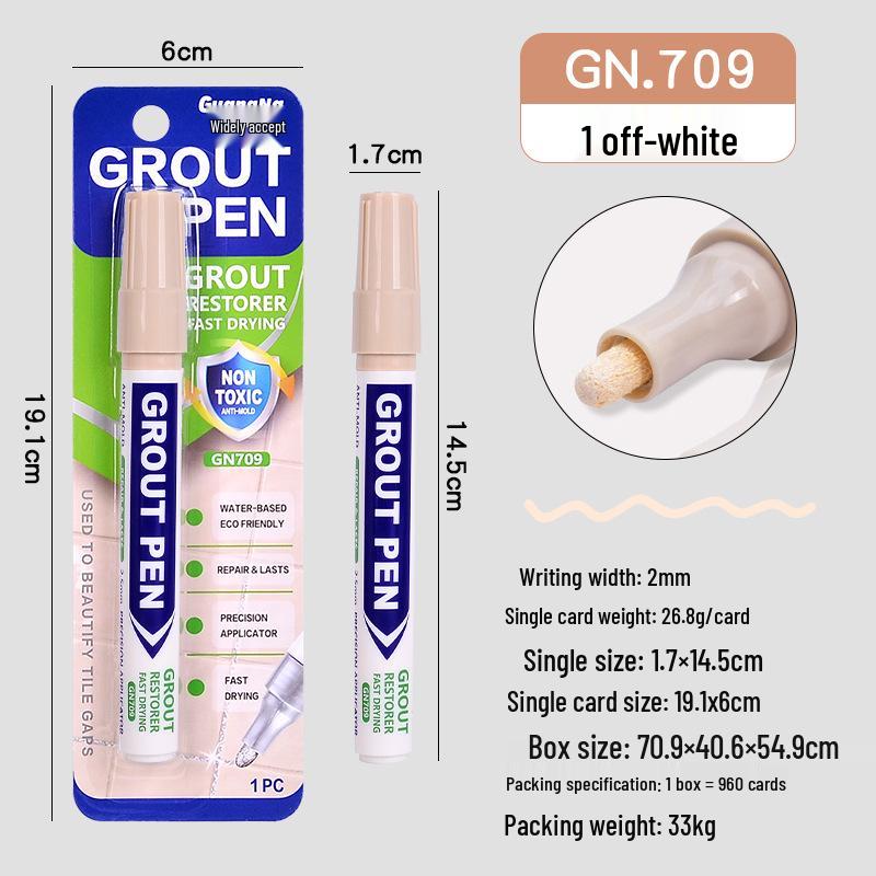 Водонепроницаемый маркер для затирки Guangna 709 для керамической и напольной плитки - Ремонт швов и маркер-краска
Водонепроницаемый маркер для затирки Guangna 709 для керамической и напольной плитки - Ремонт швов и маркер-краска