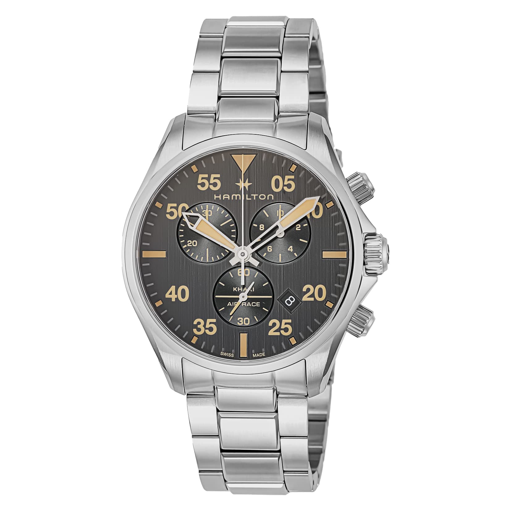 Годинник Khaki Aviation Pilot Chrono Quartz Khaki Aviation Чорний циферблат, нержавіюча сталь, сапфіровий кристал, кварцовий 10 ATM, водонепроникний, 42 мм, швейцарський годинник
Годинник Khaki Aviation Pilot Chrono Quartz Khaki Aviation Чорний циферблат, нержавіюча сталь, сапфіровий кристал, кварцовий 10 ATM, водонепроникний, 42 мм, швейцарський годинник