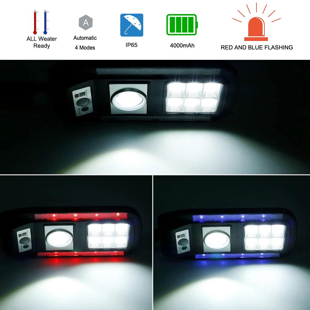 89LED Солнечный уличный фонарь с датчиком движения уличный прожектор сигнализация красный и синий мигающий 4 режима водонепроницаемый для садового освещения
89LED Солнечный уличный фонарь с датчиком движения уличный прожектор сигнализация красный и синий мигающий 4 режима водонепроницаемый для садового освещения