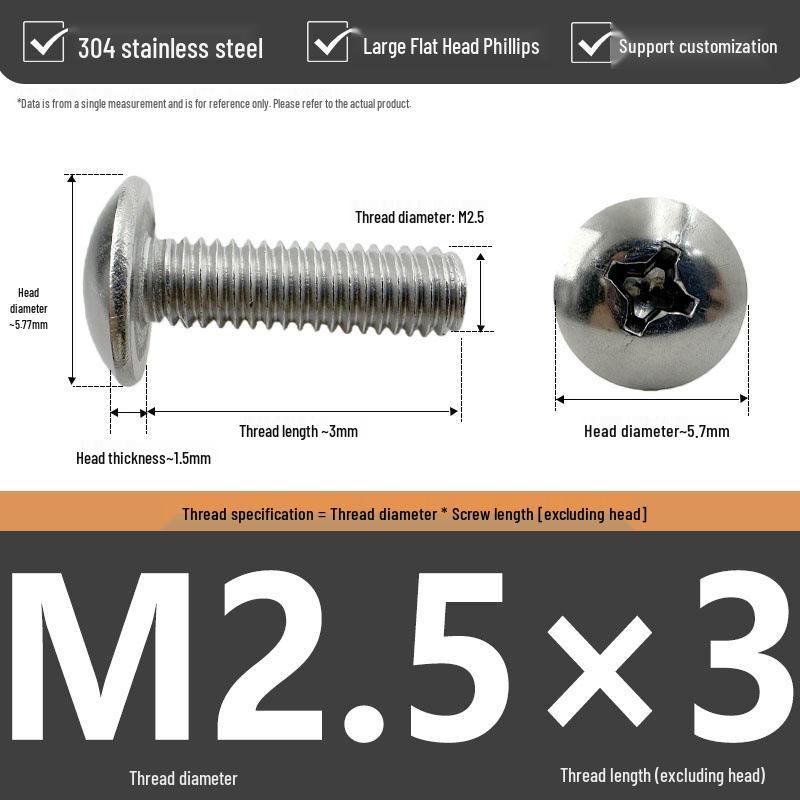 304 Stainless Steel Large Flat Head Phillips Screw Bolt M2.5 M3 M4 M6 M8
304 Stainless Steel Large Flat Head Phillips Screw Bolt M2.5 M3 M4 M6 M8