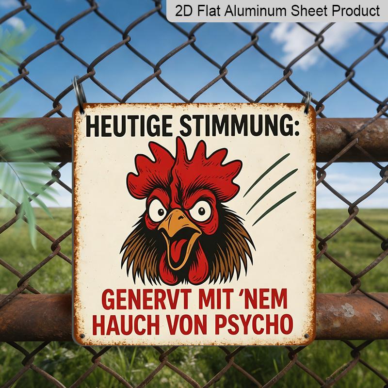 2D Flat, 1pc Vintage Metal Aluminum Sign - Humorous Chicken Design with German Quote, Rustic Farmhouse Wall Art for Office, for Man Cave, Yard 20*20cm
2D Flat, 1pc Vintage Metal Aluminum Sign - Humorous Chicken Design with German Quote, Rustic Farmhouse Wall Art for Office, for Man Cave, Yard 20*20cm