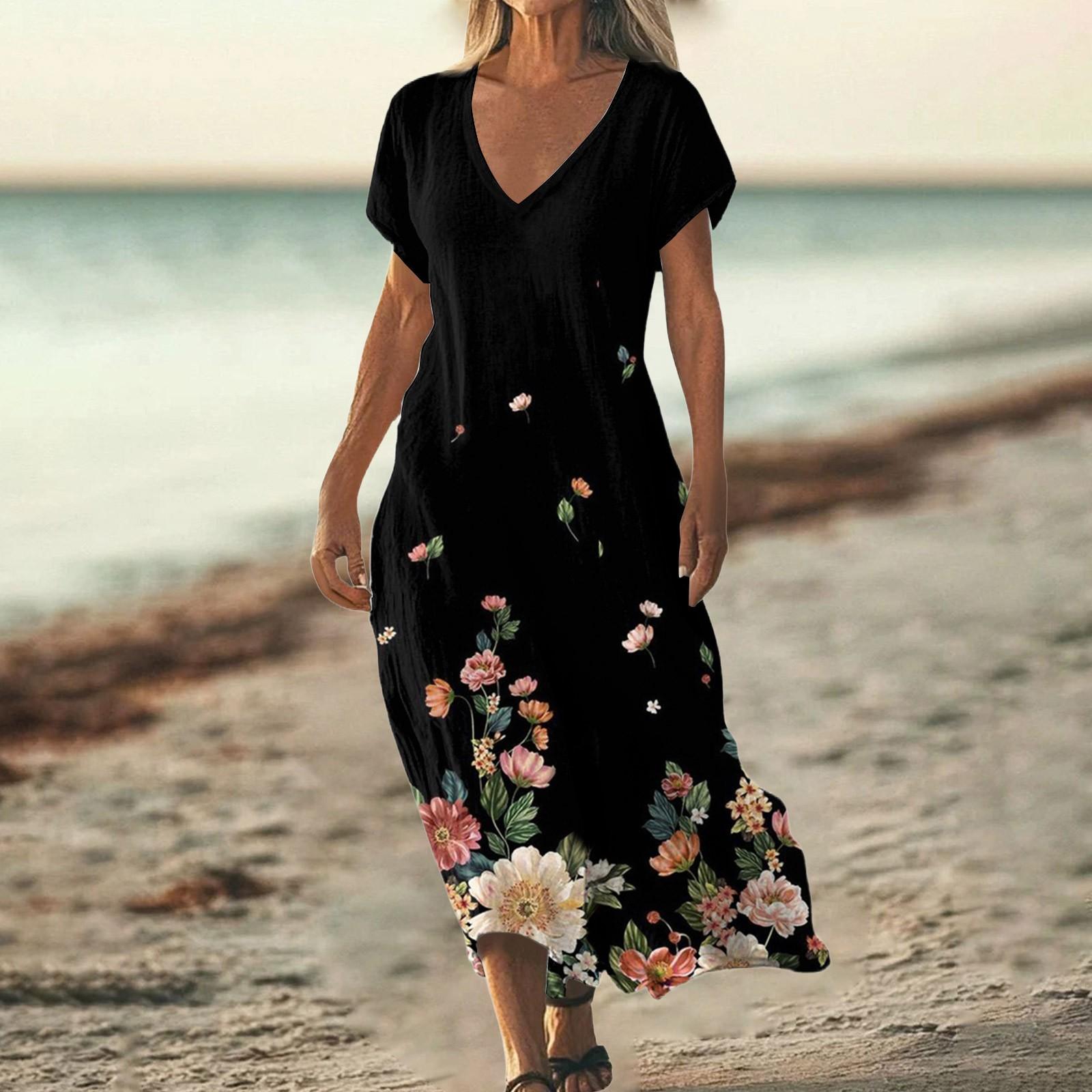 Модное женское летнее пляжное платье с V-образным вырезом и коротким рукавом с цветочным принтом XXL чёрный
Модное женское летнее пляжное платье с V-образным вырезом и коротким рукавом с цветочным принтом XXL чёрный
