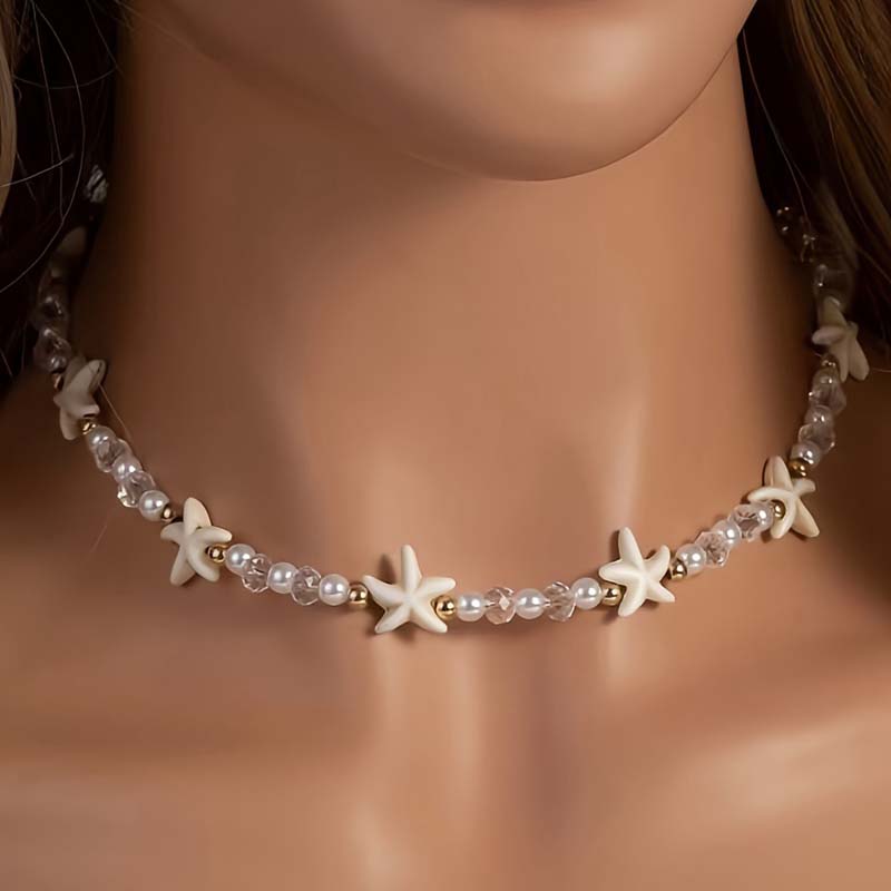 Bohemian Starfish Pearl Choker Necklace for Women Girl Fashion Creative Crystal Handmade Beaded Necklaces Beach Zircon Gift
Bohemian Starfish Pearl Choker Necklace for Women Girl Fashion Creative Crystal Handmade Beaded Necklaces Beach Zircon Gift