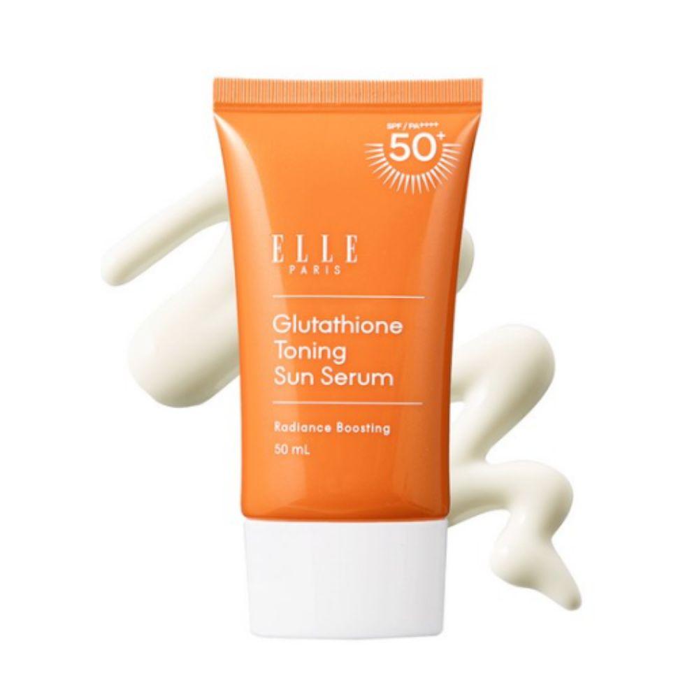 ELLE PARIS Glutathione Toning Sun Serum SPF50+ PA++++ 50ml - Brightening & UV Protection
ELLE PARIS Glutathione Toning Sun Serum SPF50+ PA++++ 50ml - Brightening & UV Protection