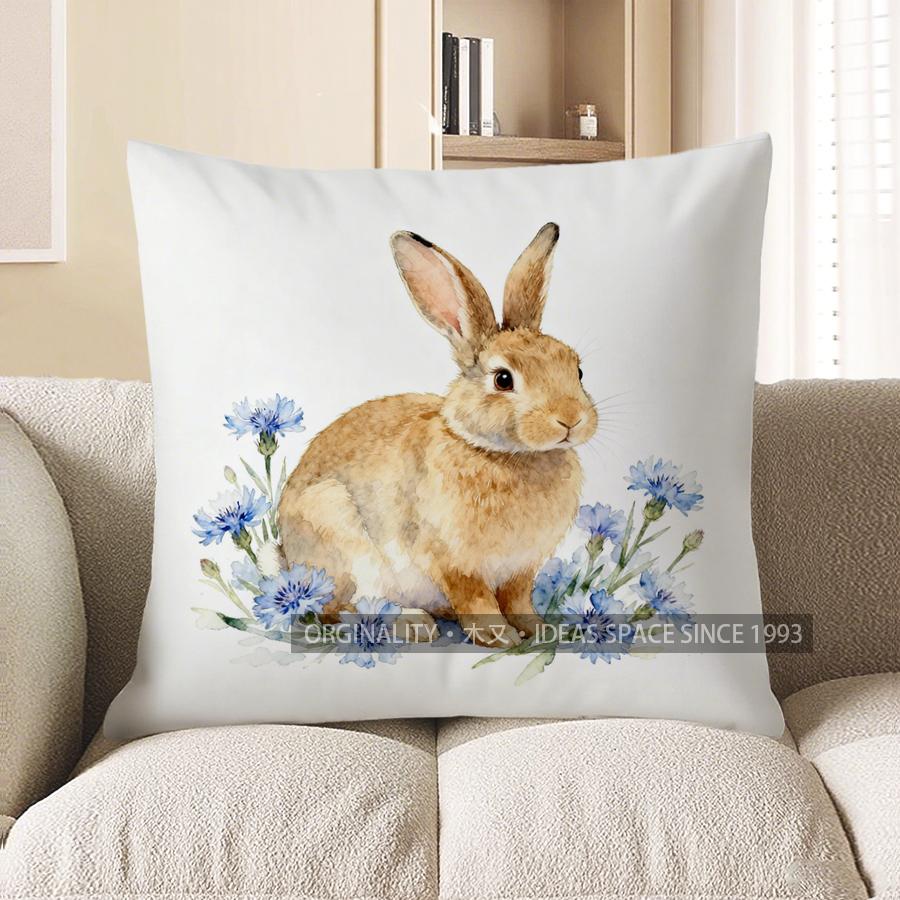 2D Cute Rabbit With Blue Flowers Pillow Cover Pattern Cushion Cover Suitable For Sofa Bedroom Car Pillow Cover 40x40cm
2D Cute Rabbit With Blue Flowers Pillow Cover Pattern Cushion Cover Suitable For Sofa Bedroom Car Pillow Cover 40x40cm