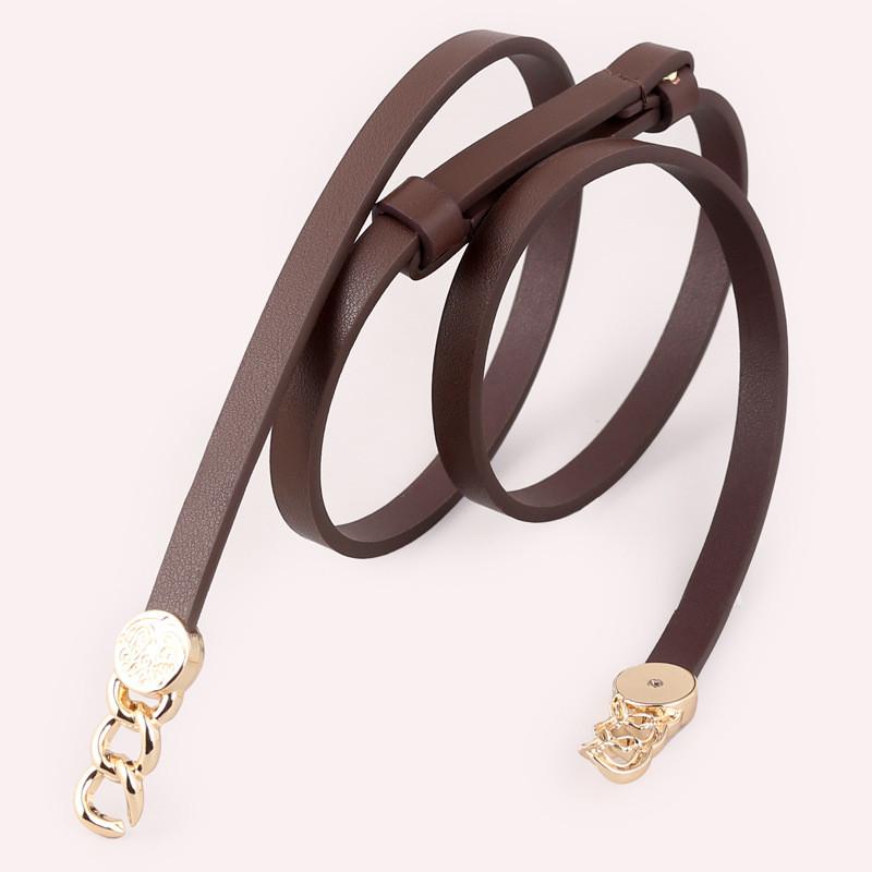 Genuine Leather Slim Belt For Women With Interlocking Buckle For Casual And Office Wear темно-коричневого кольору
Genuine Leather Slim Belt For Women With Interlocking Buckle For Casual And Office Wear темно-коричневого кольору