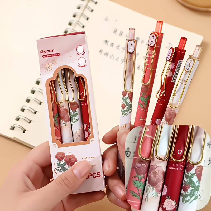 4pcs vintage rose retractable ballpoint pens, smooth black ink medium tip, ergonomic cute stationery for school & office daily use
4pcs vintage rose retractable ballpoint pens, smooth black ink medium tip, ergonomic cute stationery for school & office daily use