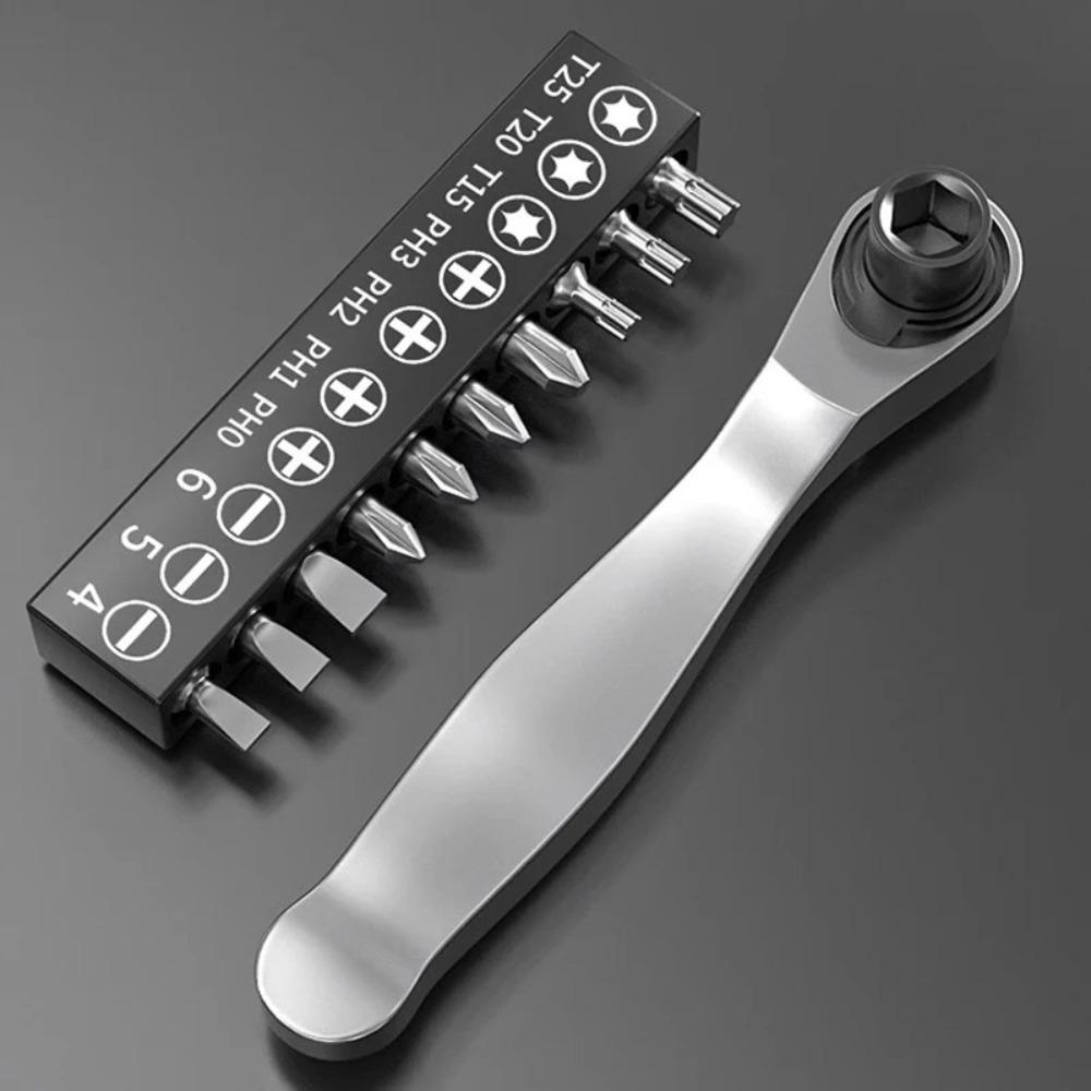 New Mini Ratchet Wrench Set 72-tooth Two-way Screwdriver Bit Set Practical Fast Rotatable Hand Tool For Confined Spaces серебряный
New Mini Ratchet Wrench Set 72-tooth Two-way Screwdriver Bit Set Practical Fast Rotatable Hand Tool For Confined Spaces серебряный