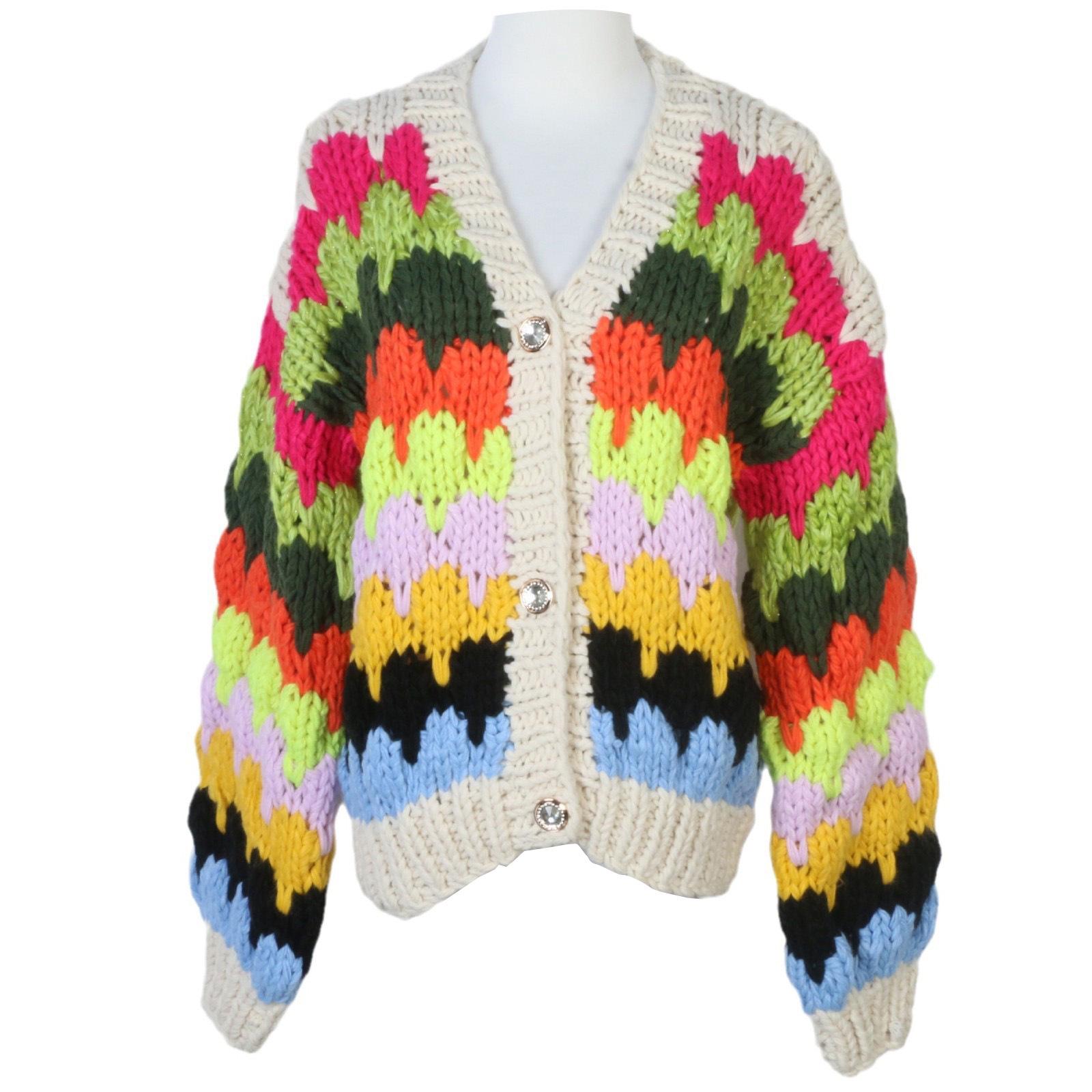 Rainbow Stripe Loose Knit Cardigan - Women s Long Sleeve Sweater for 2024 Autumn/Winter Small
Rainbow Stripe Loose Knit Cardigan - Women s Long Sleeve Sweater for 2024 Autumn/Winter Small