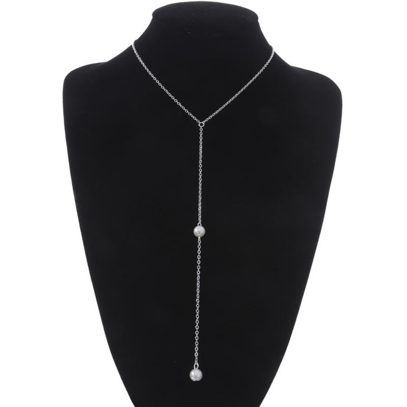 Stylish and simple women s pearl fringed back chain, long pearl pendant necklace срібний
Stylish and simple women s pearl fringed back chain, long pearl pendant necklace срібний