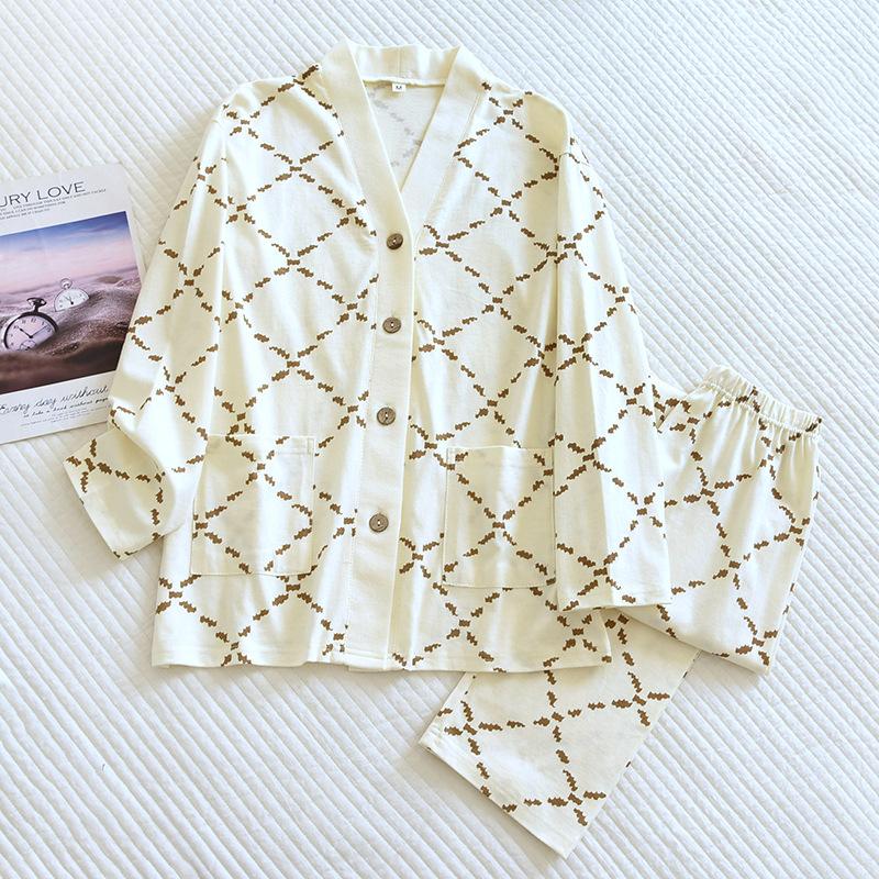 Новый весенне-летний женский пижамный комплект из 100% хлопка, женские брюки с V-образным вырезом и длинными рукавами в ромбовидную клетку, домашний костюм из двух частей, одежда для сна M бежевый
Новый весенне-летний женский пижамный комплект из 100% хлопка, женские брюки с V-образным вырезом и длинными рукавами в ромбовидную клетку, домашний костюм из двух частей, одежда для сна M бежевый