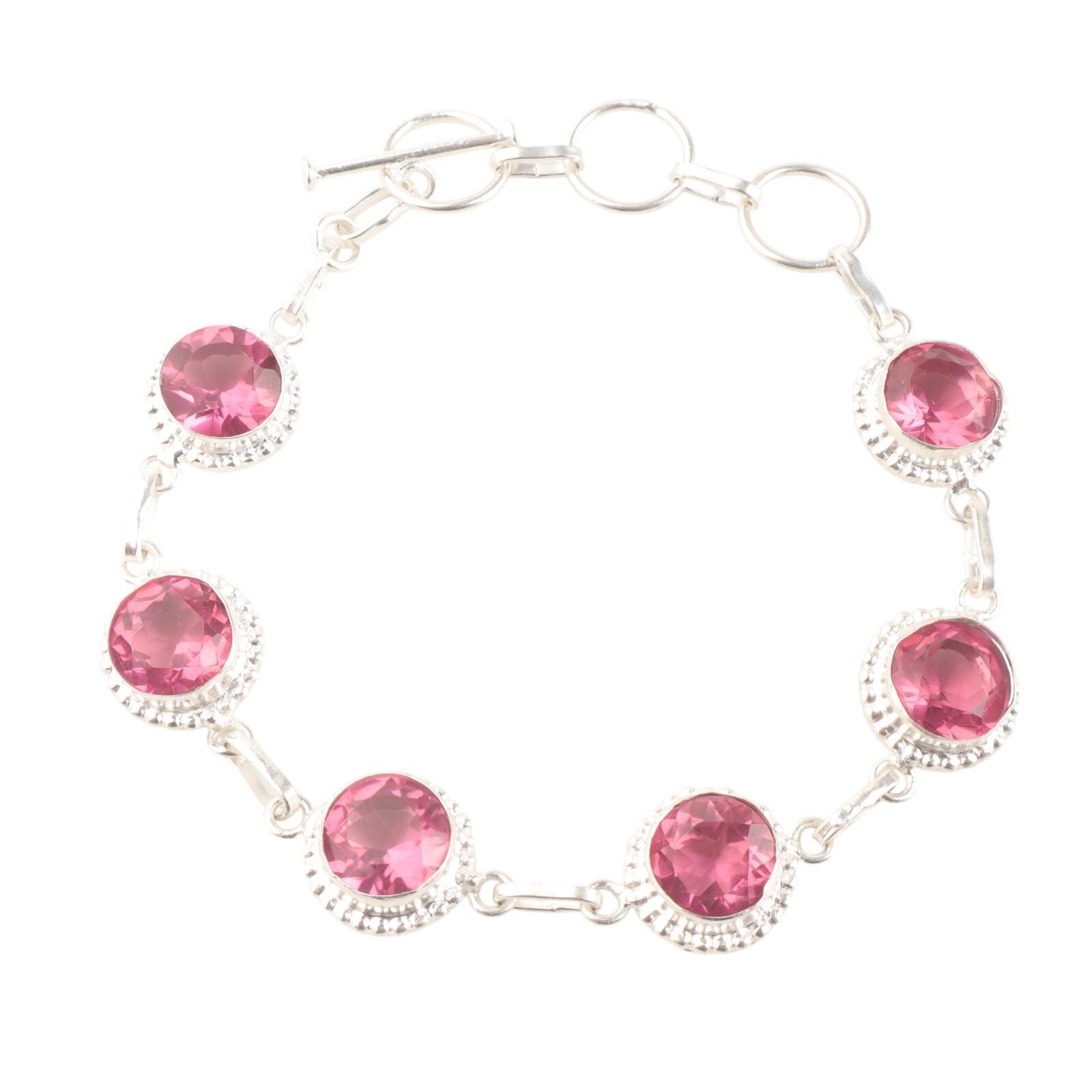 925 Sterling Silver Handmade Bracelet Pink Tourmaline Gemstone Jewelry For Women RB-9-19
925 Sterling Silver Handmade Bracelet Pink Tourmaline Gemstone Jewelry For Women RB-9-19