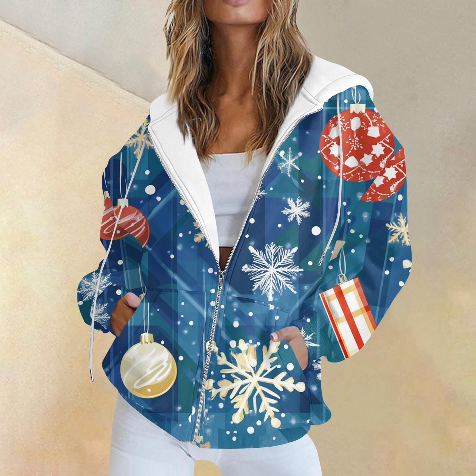 Женская повседневная рождественская печатная толстовка на осень и зиму с длинными рукавами и карманом на молнии с капюшоном L
Женская повседневная рождественская печатная толстовка на осень и зиму с длинными рукавами и карманом на молнии с капюшоном L