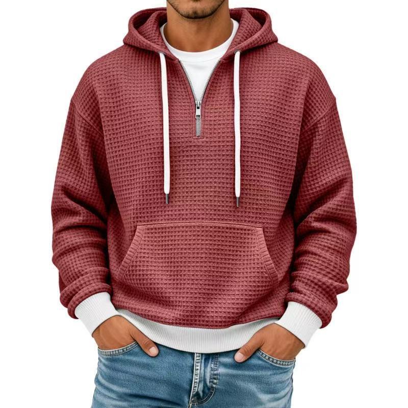 Men s Waffle Knit Half-Zip Hoodie Casual Long Sleeve Pullover Sweatshirt Loose Fit Solid Color Hooded Tops with Kangaroo Pocket Streetwear 5XL вина червоного кольору
Men s Waffle Knit Half-Zip Hoodie Casual Long Sleeve Pullover Sweatshirt Loose Fit Solid Color Hooded Tops with Kangaroo Pocket Streetwear 5XL вина червоного кольору