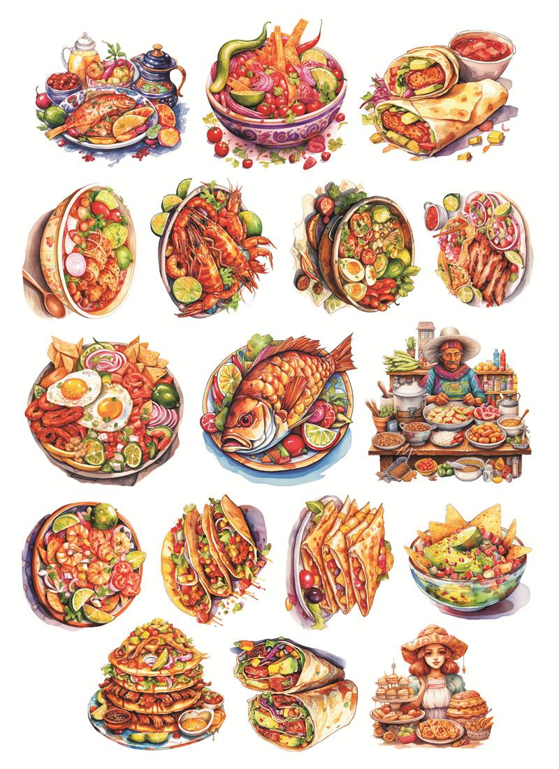 Stickers Watercolor Mexican cuisine Stickers Crafts And Scrapbooking stickers toys book Decorative DIY Stationery waterproof
Stickers Watercolor Mexican cuisine Stickers Crafts And Scrapbooking stickers toys book Decorative DIY Stationery waterproof