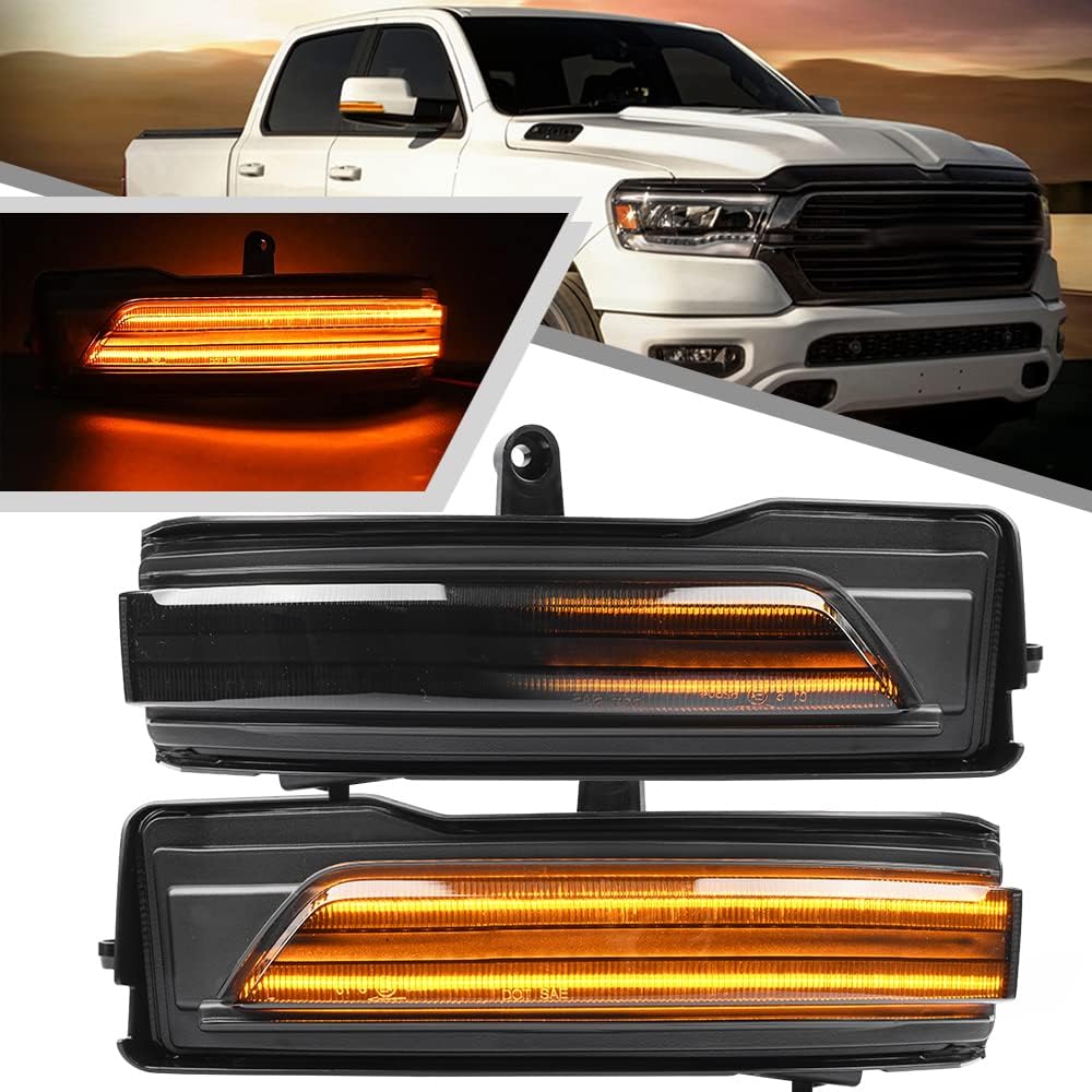 2Pcs Amber Sequential Blink Dynamic LED Side Mirror Marker Lights for Dodge Ram 1500 2019-2024 Blinker Indicator Turn Signal Light Smoked Lens smoked lens
2Pcs Amber Sequential Blink Dynamic LED Side Mirror Marker Lights for Dodge Ram 1500 2019-2024 Blinker Indicator Turn Signal Light Smoked Lens smoked lens