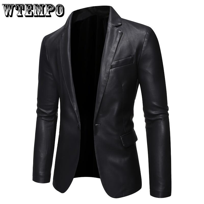 Мужская однотонная куртка из искусственной кожи с карманами, застежка на одну пуговицу, приталенная верхняя одежда с лацканами - для бизнеса, вечеринок и официальных мероприятий - для мужчин - искусственная кожа L чёрный
Мужская однотонная куртка из искусственной кожи с карманами, застежка на одну пуговицу, приталенная верхняя одежда с лацканами - для бизнеса, вечеринок и официальных мероприятий - для мужчин - искусственная кожа L чёрный
