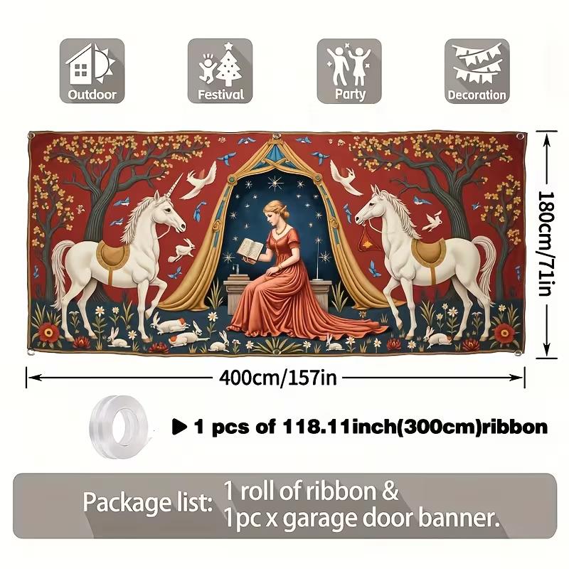 2D Medieval Unicorn Maiden Tapestry Vintage Fairy Tale Garage Door Banner 47.2x31.5inch/120*80cm
2D Medieval Unicorn Maiden Tapestry Vintage Fairy Tale Garage Door Banner 47.2x31.5inch/120*80cm