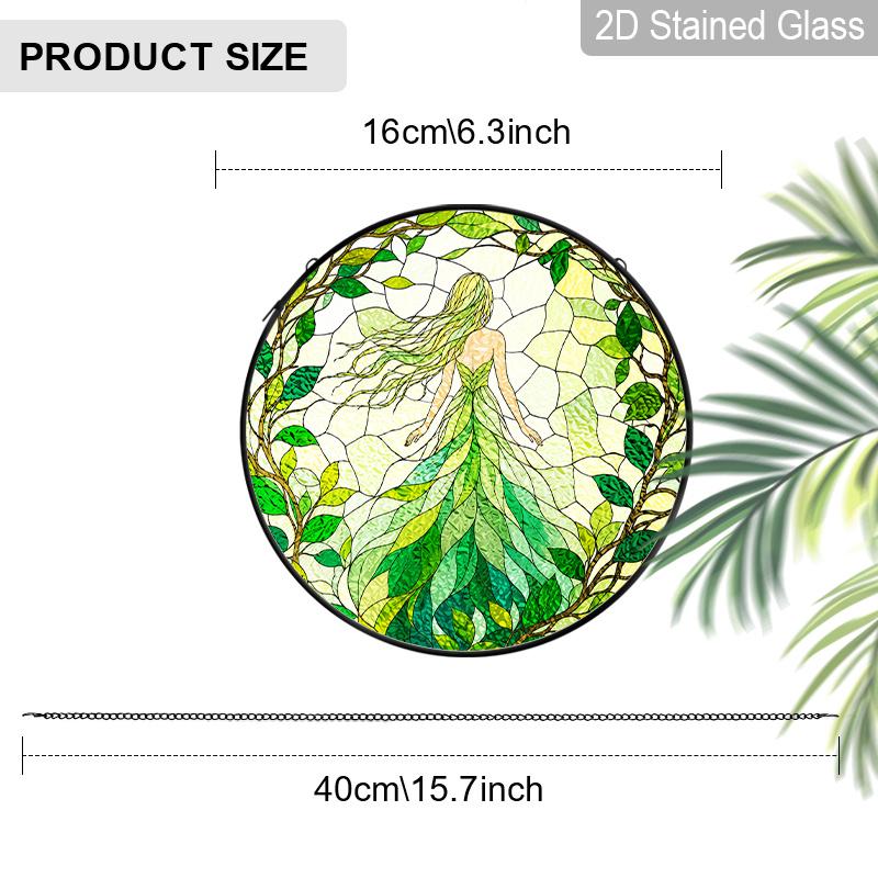 2D Flat Stained Glass Green Genie Window Decoration, 6.3/7.87inches Colored Glass Plate with Chain, Charming Indoor/Outdoor Spring Summer Sun Catcher 6.3inch
2D Flat Stained Glass Green Genie Window Decoration, 6.3/7.87inches Colored Glass Plate with Chain, Charming Indoor/Outdoor Spring Summer Sun Catcher 6.3inch