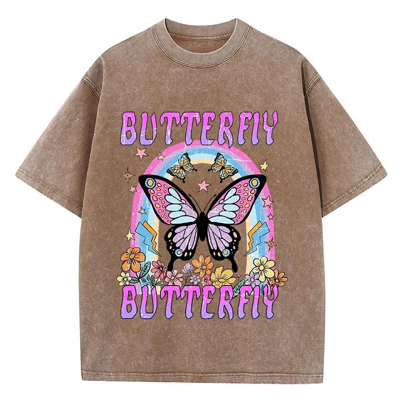 Oversized Women Washed T-Shirts Rainbow And Butterfly Printed Tee Shirts Cotton Oversize Tees Vintage Female Clothes S
Oversized Women Washed T-Shirts Rainbow And Butterfly Printed Tee Shirts Cotton Oversize Tees Vintage Female Clothes S