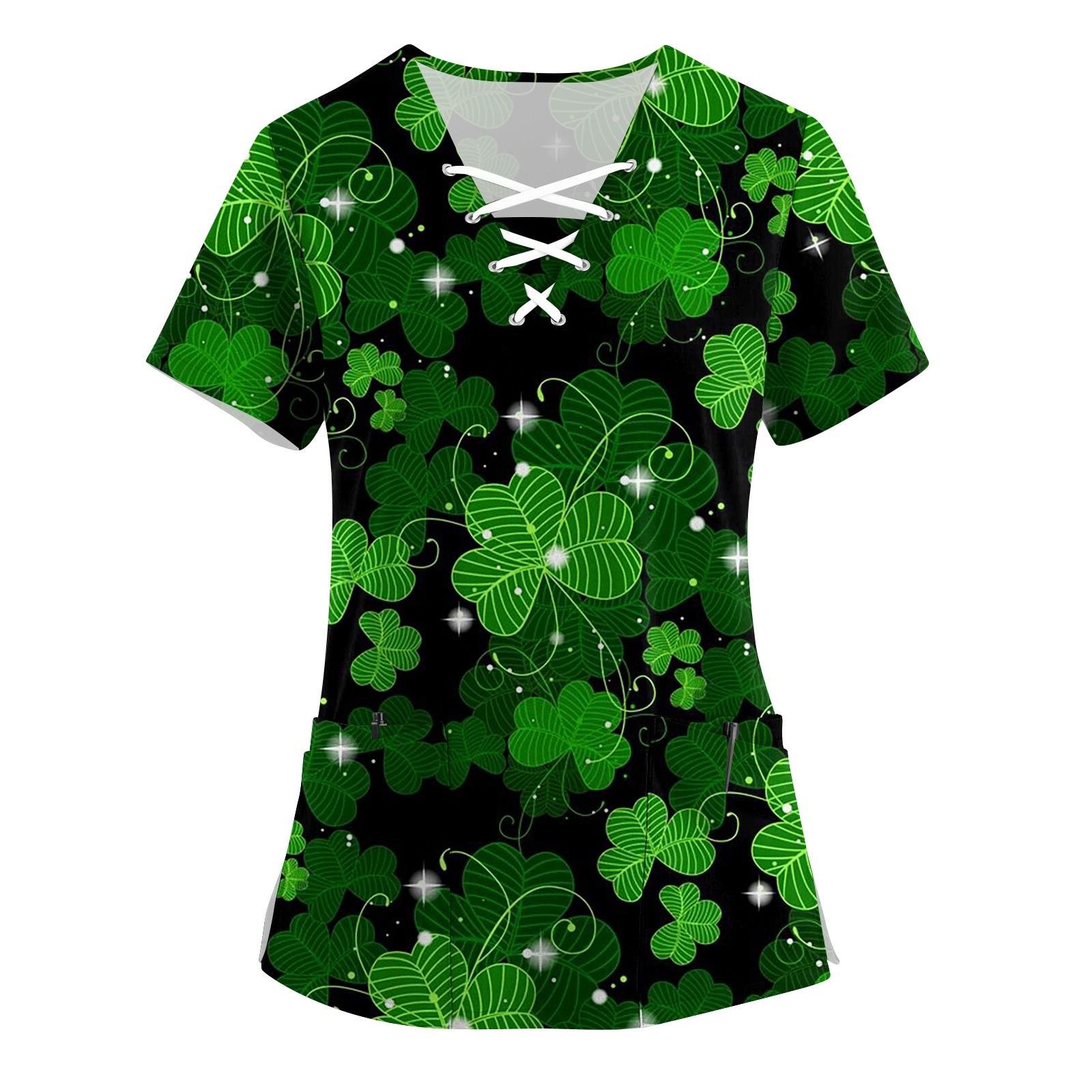 Жіночі шнурки з V-подібним вирізом з короткими рукавами St. Кишеньковий топ з принтом до Дня Святого Патрика XXXL зелений
Жіночі шнурки з V-подібним вирізом з короткими рукавами St. Кишеньковий топ з принтом до Дня Святого Патрика XXXL зелений