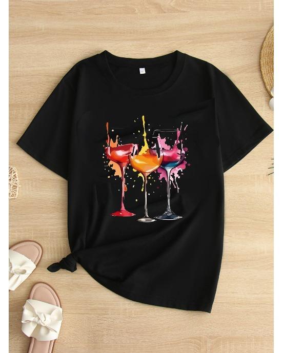 Plus Size Cup Print T-Shirt, Casual Crew Neck Short Sleeve T-Shirt, Women s Plus Size Clothing 1XL чёрный
Plus Size Cup Print T-Shirt, Casual Crew Neck Short Sleeve T-Shirt, Women s Plus Size Clothing 1XL чёрный
