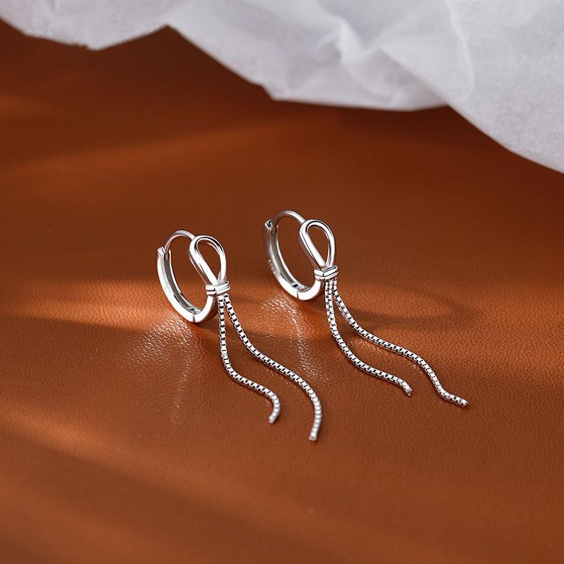 LByzHan 925 Silver Box Chain Tassel Hoop Earrings For Women Minimalist Wedding Jewelry Gift
LByzHan 925 Silver Box Chain Tassel Hoop Earrings For Women Minimalist Wedding Jewelry Gift