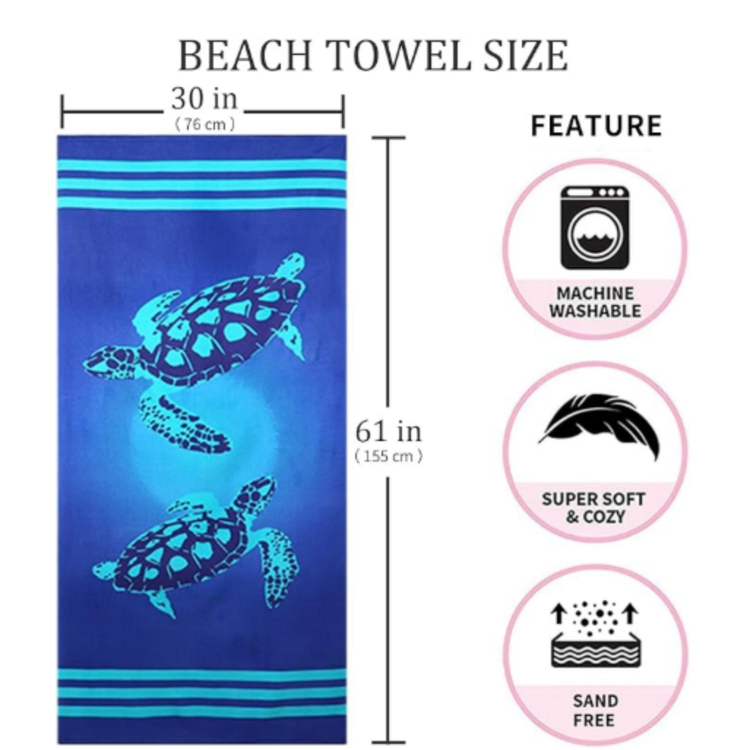 Beach Towel Lightweight Sand Free Absorbent Quicy Dry Blue Turtle Travel Beach Towels Swim Pool Yoga Gym Camping W30*H60(CM)
Beach Towel Lightweight Sand Free Absorbent Quicy Dry Blue Turtle Travel Beach Towels Swim Pool Yoga Gym Camping W30*H60(CM)