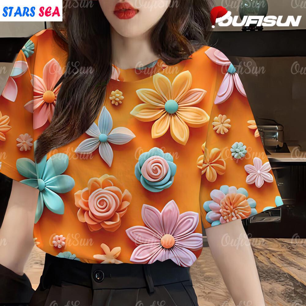 Hawaiian women s 3D color flower short sleeved T-shirt XS
Hawaiian women s 3D color flower short sleeved T-shirt XS