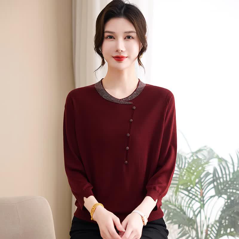 Hengyuanxiang Women s Rhinestone Round Neck Seven-Sleeve Knit T-shirt 125
Hengyuanxiang Women s Rhinestone Round Neck Seven-Sleeve Knit T-shirt 125