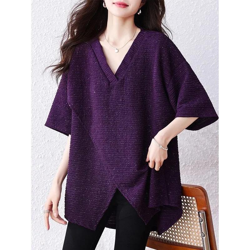 Mid-length V-neck Short-sleeved T-shirt for Women New Style for Summer 2XL фіолетовий
Mid-length V-neck Short-sleeved T-shirt for Women New Style for Summer 2XL фіолетовий