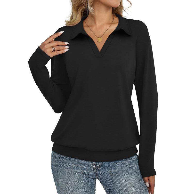 Autumn and winter new knitted v-neck solid color long-sleeved fashion casual simple loose top women S чёрный
Autumn and winter new knitted v-neck solid color long-sleeved fashion casual simple loose top women S чёрный