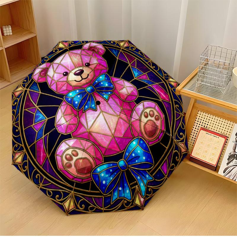Stained Glass Teddy Hearts Printed umbrella windproof folding umbrella portable sun and rain umbrella suitable for gifting
Stained Glass Teddy Hearts Printed umbrella windproof folding umbrella portable sun and rain umbrella suitable for gifting