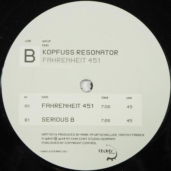 12inch Record KOPFUSS RESONATOR - Fahrenheit 451 / Serious B LC11498 Lecker Records 2003 Germany Dance & Electronica Used
12inch Record KOPFUSS RESONATOR - Fahrenheit 451 / Serious B LC11498 Lecker Records 2003 Germany Dance & Electronica Used