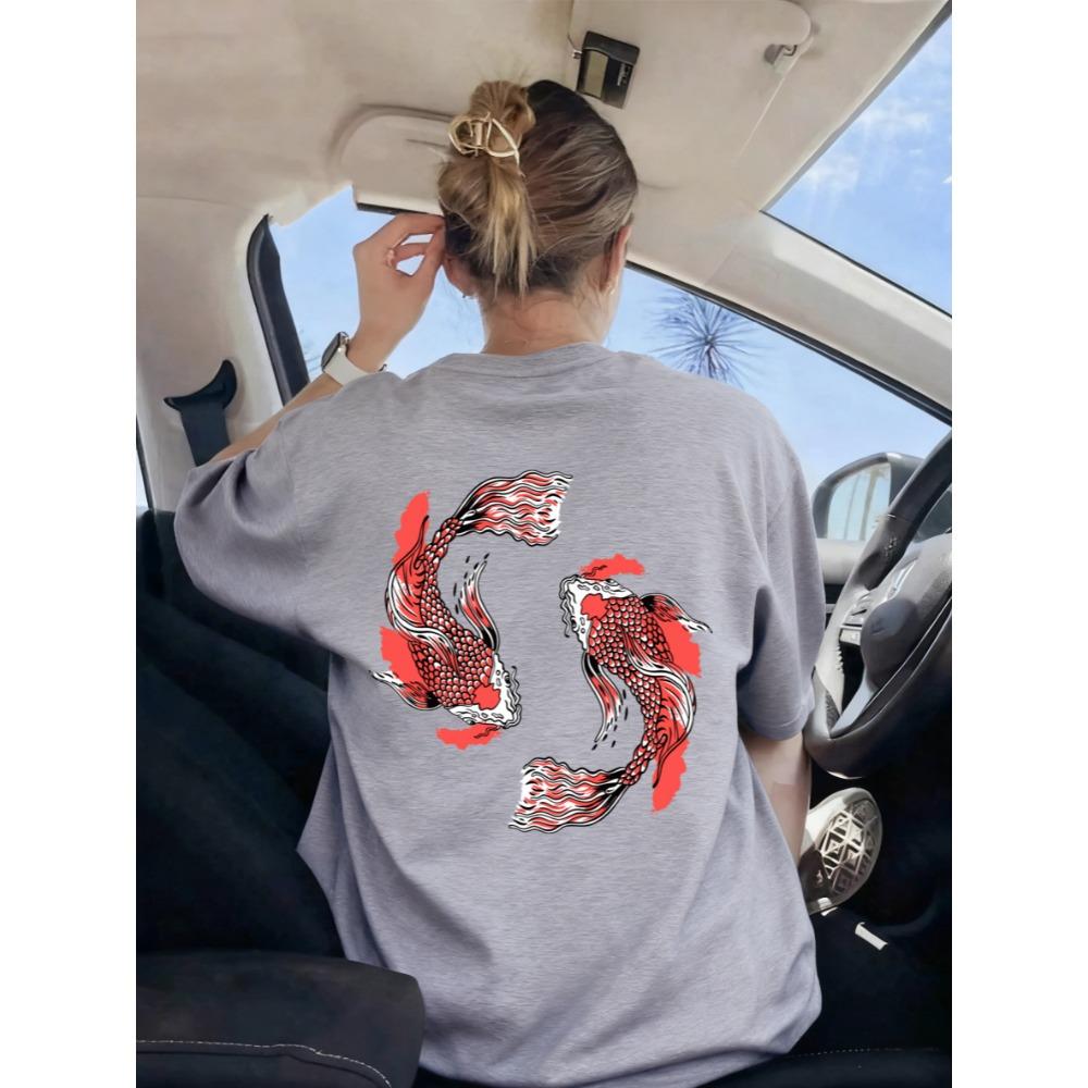 Japanese Harajuku Soaring Koi Print T-Shirt Womens Sport Breathable Short Sleeve Casual O-Neck Streetwear Summer Top S
Japanese Harajuku Soaring Koi Print T-Shirt Womens Sport Breathable Short Sleeve Casual O-Neck Streetwear Summer Top S