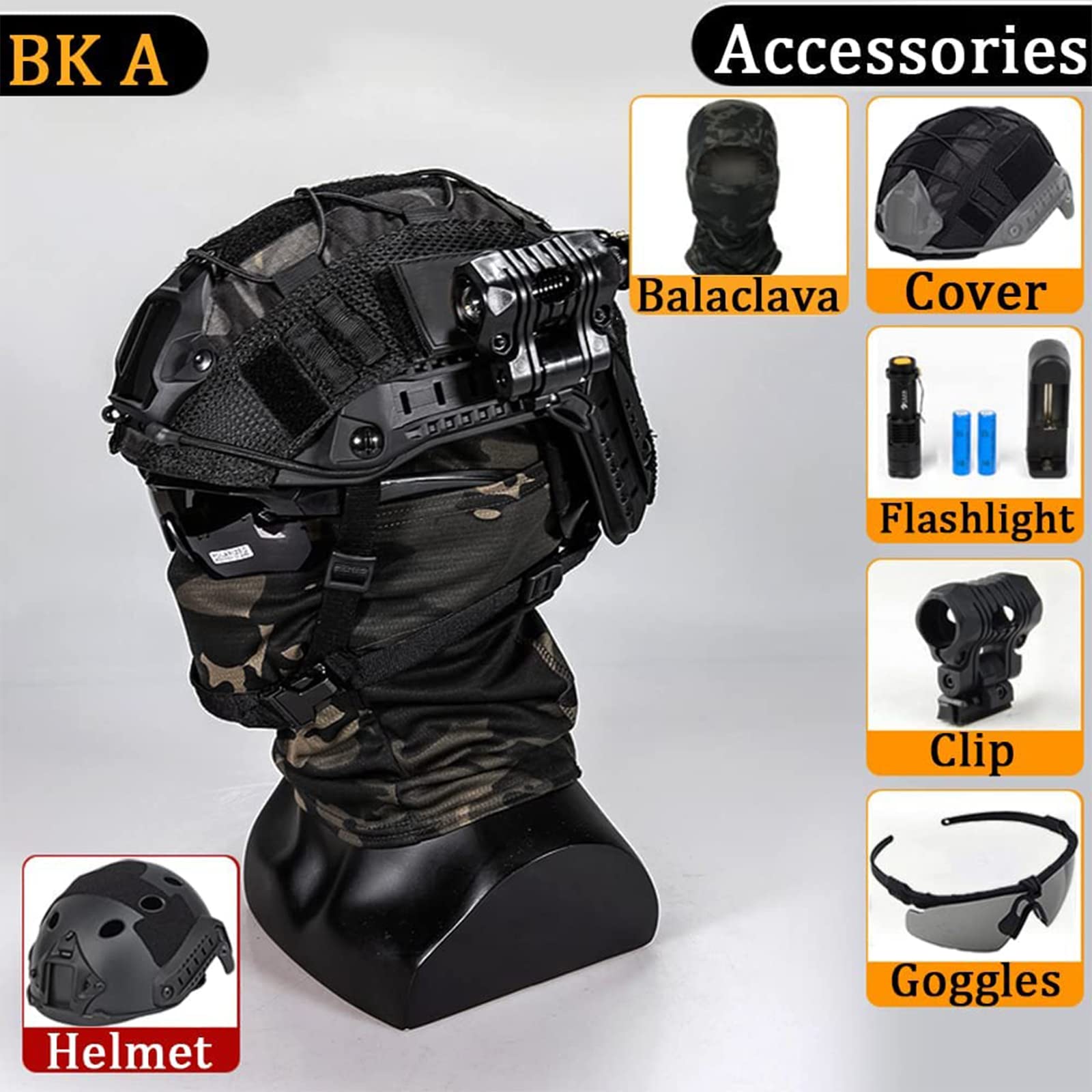 Тактичний страйкбольний регульований захисний шолом з навушниками, окулярами, світлою сумкою для батареї для полювання на вулиці, стрільби в пейнтбол
Тактичний страйкбольний регульований захисний шолом з навушниками, окулярами, світлою сумкою для батареї для полювання на вулиці, стрільби в пейнтбол