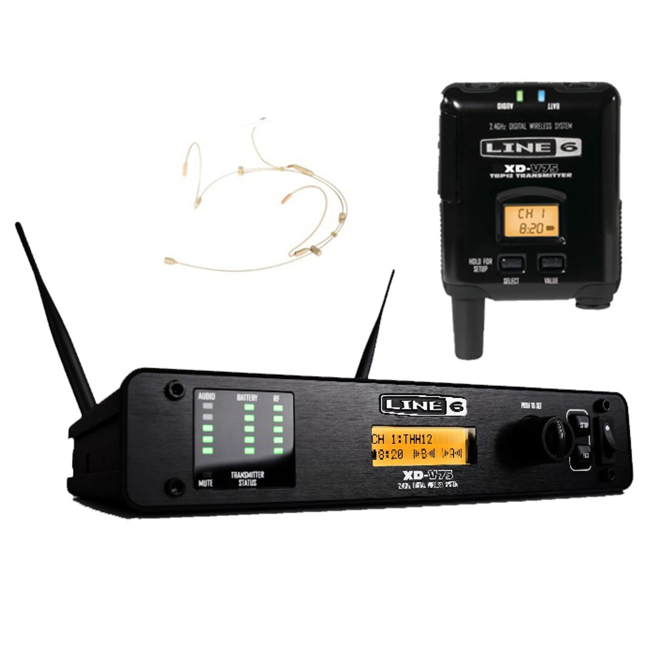 Line 6 Digital Wireless System with Bodypack Transmitter and Tan Headset by Line 6 XD-V75HS
Line 6 Digital Wireless System with Bodypack Transmitter and Tan Headset by Line 6 XD-V75HS