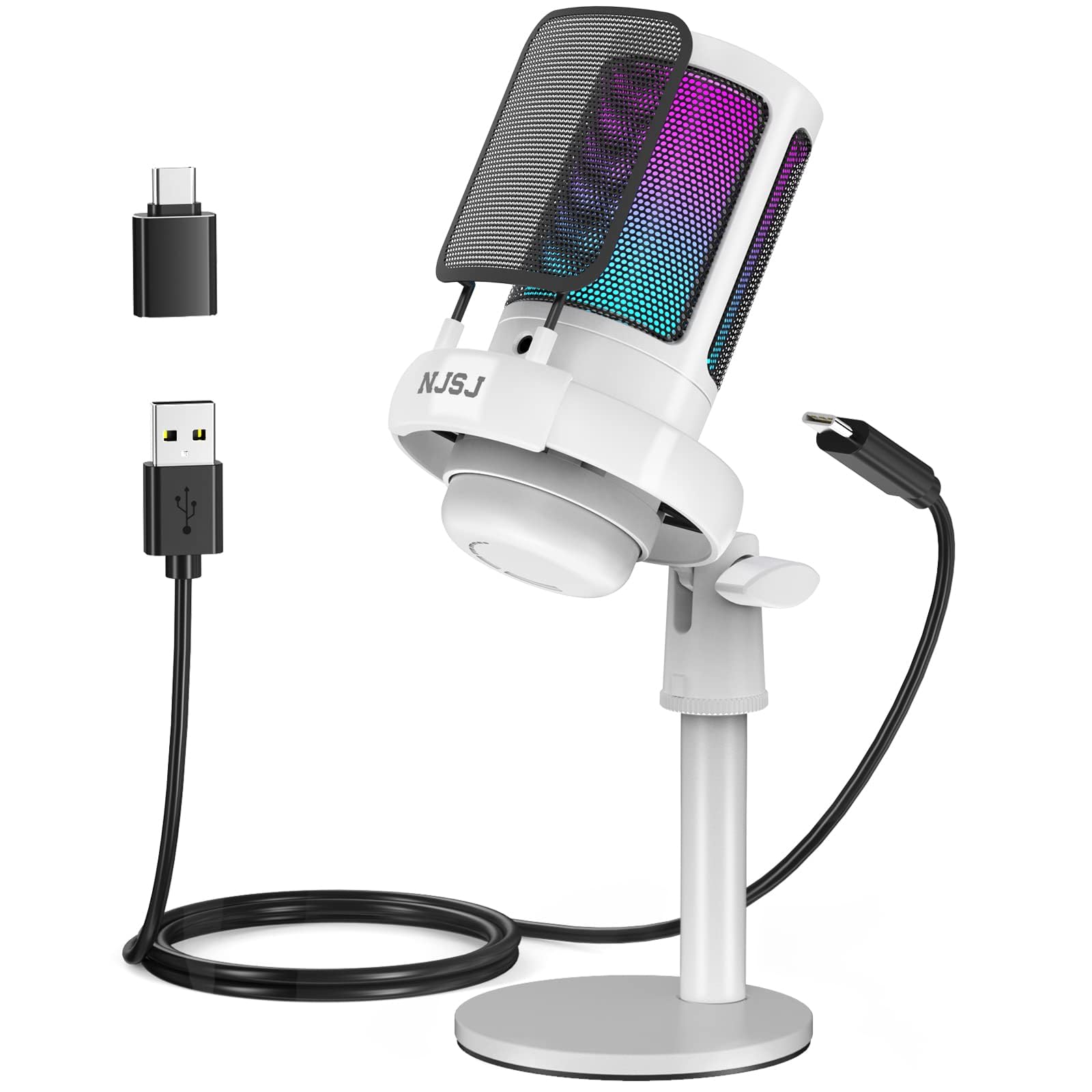 NJSJ USB Конденсаторний мікрофон ПК Просте управління Розподільний мікрофон Ігри (Білий)
NJSJ USB Конденсаторний мікрофон ПК Просте управління Розподільний мікрофон Ігри (Білий)