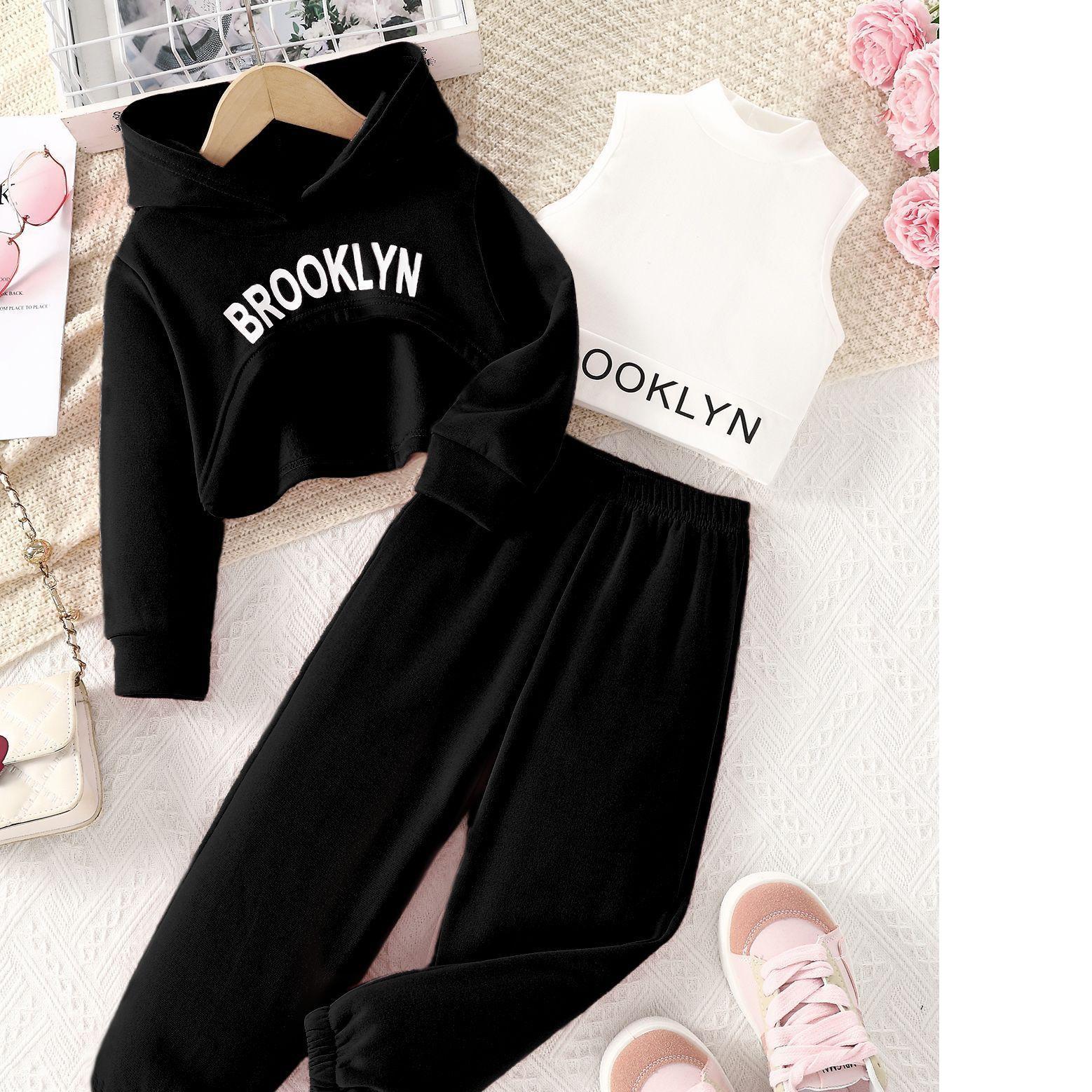 Spring and Autumn Girls Casual Three-piece Pink Hooded Sweater Turtleneck Vest Bottoming Shirt Letter Sweater Trousers 9-10Y чорний
Spring and Autumn Girls Casual Three-piece Pink Hooded Sweater Turtleneck Vest Bottoming Shirt Letter Sweater Trousers 9-10Y чорний