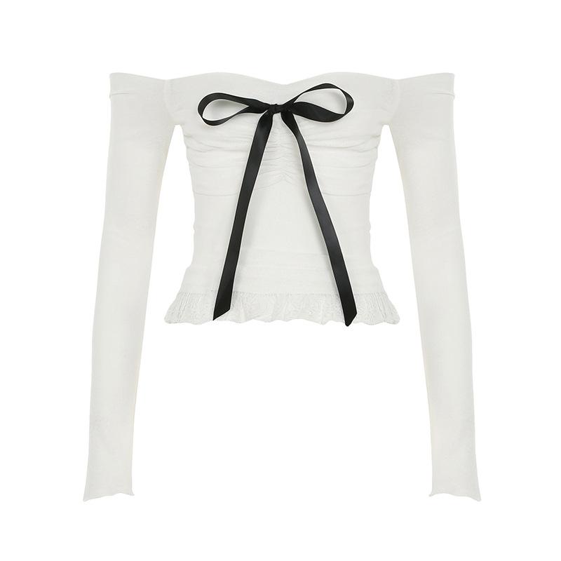 Женский бант с одной линией плеча, легкий контрастный цвет, кружевной пэчворк, завернутый вверх топ с длинными рукавами M белый
Женский бант с одной линией плеча, легкий контрастный цвет, кружевной пэчворк, завернутый вверх топ с длинными рукавами M белый