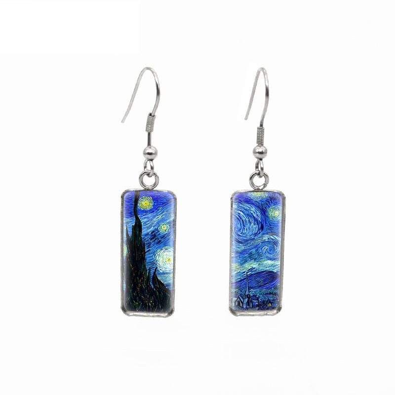 Van Gogh Paintings Fish Hook Earring The Starry Night Elegant Rectangular Earrings Delicate Glass Hand Craft Zircon Girl s Gift
Van Gogh Paintings Fish Hook Earring The Starry Night Elegant Rectangular Earrings Delicate Glass Hand Craft Zircon Girl s Gift