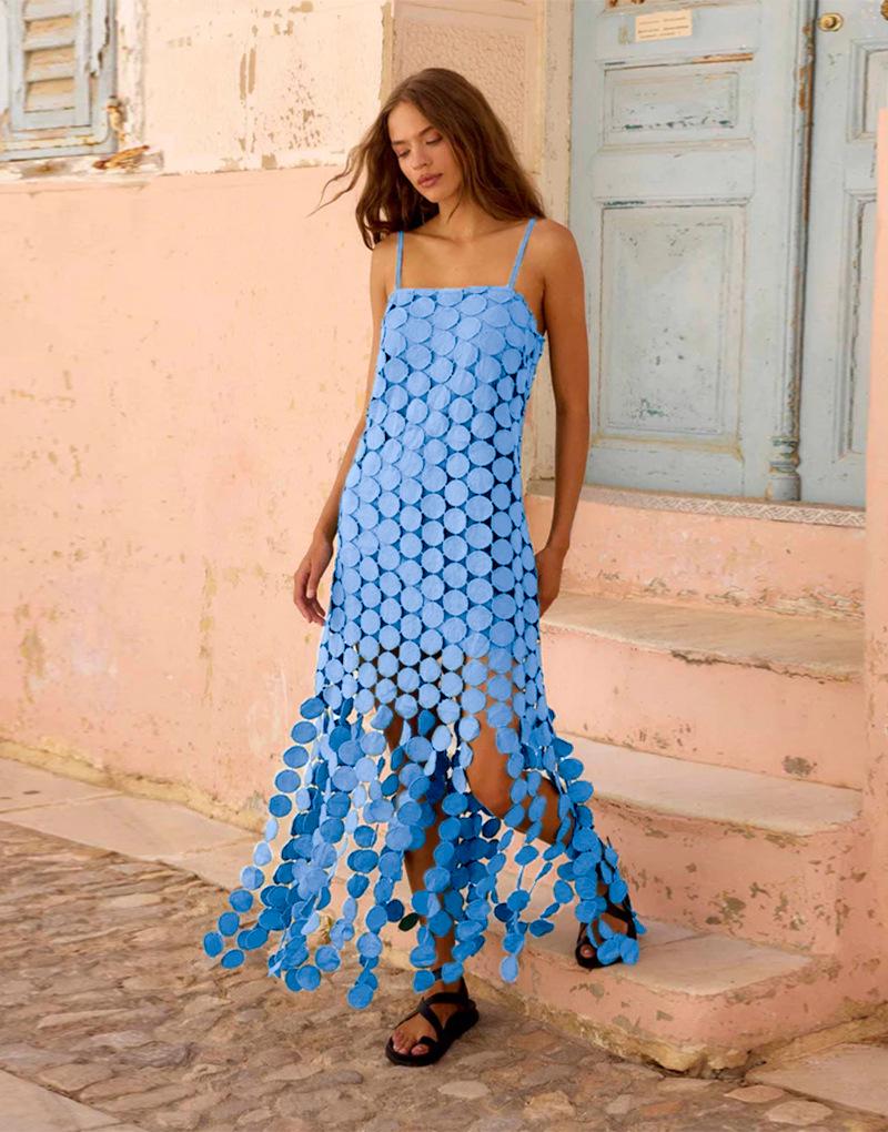 2026 Summer French Polka Dot Tassel Midi Dress - High-Waisted, Irregular Spaghetti Strap Medium синій
2026 Summer French Polka Dot Tassel Midi Dress - High-Waisted, Irregular Spaghetti Strap Medium синій