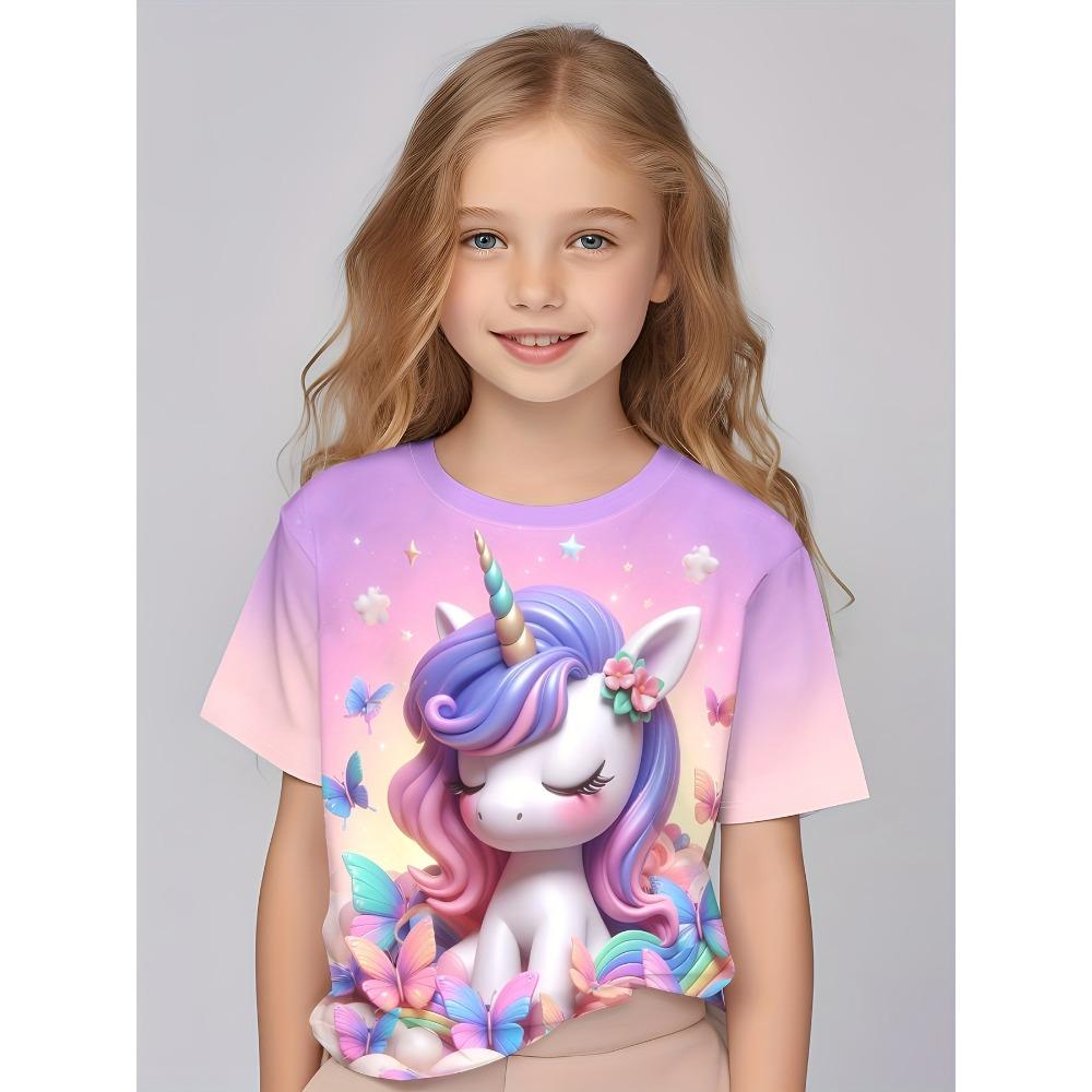 Children s clothing, girls charming 3D fairy print short sleeved T-shirt top, comfortable round neck casual T-shirt, children s girls clothing 140
Children s clothing, girls charming 3D fairy print short sleeved T-shirt top, comfortable round neck casual T-shirt, children s girls clothing 140