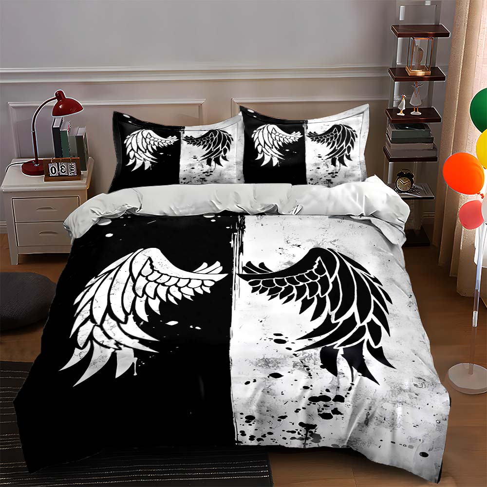 Monochrome, winged, splattered. Bedding Duvet cover sets Duvet covers Pillowcases gifts (1 * Duvet Cover 2 * Pillowcases, without duvet insert) 135x200cm
Monochrome, winged, splattered. Bedding Duvet cover sets Duvet covers Pillowcases gifts (1 * Duvet Cover 2 * Pillowcases, without duvet insert) 135x200cm