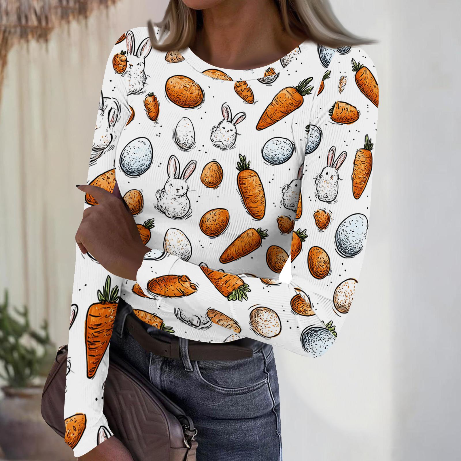 Women s Casual Fashion Round Neck Easter Print Long Sleeve Ribbed Top XL білий
Women s Casual Fashion Round Neck Easter Print Long Sleeve Ribbed Top XL білий