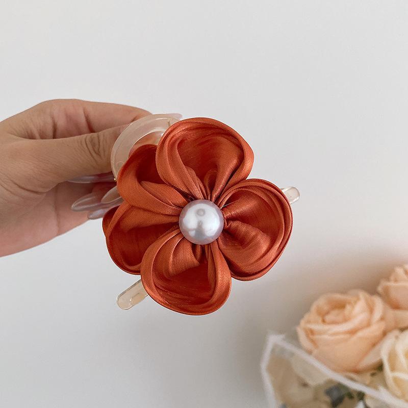 Заколка-краб из ткани с цветком розы для женщин и девочек, корейская мода, заколки, пластиковые зажимы для волос, головные уборы, аксессуары для укладки волос