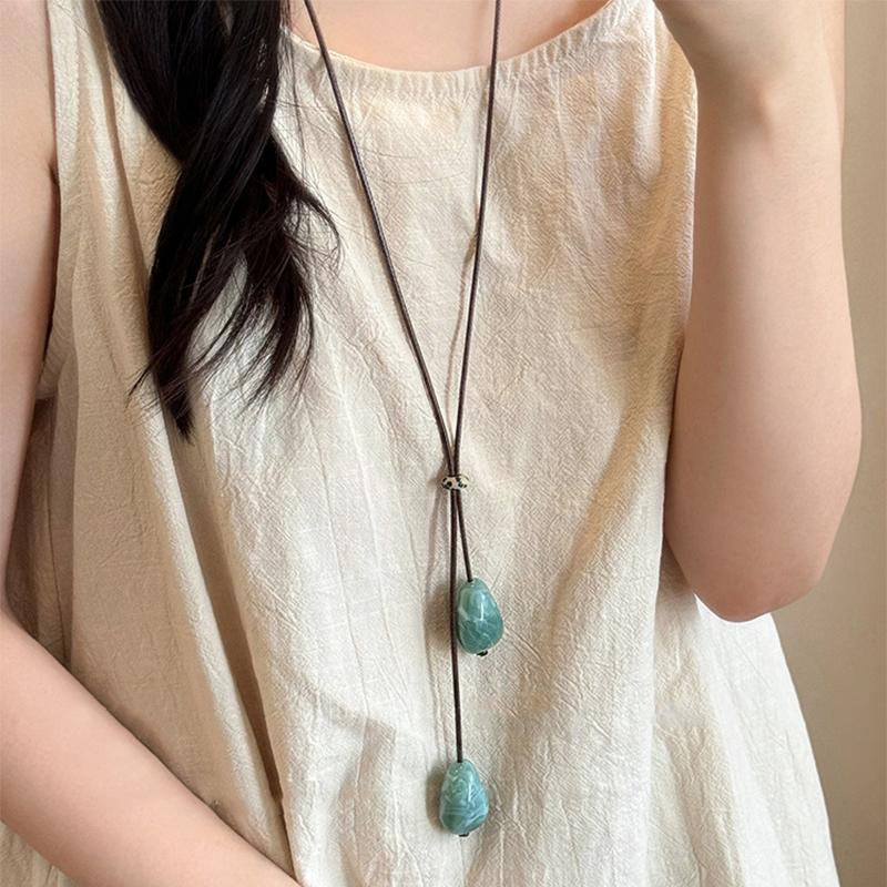 Chinese style Stone Pendant Woven Rope Necklace for Women Vintage Y-Shaped Long Simple Necklace High-End Hanfu Accessories зелёный
Chinese style Stone Pendant Woven Rope Necklace for Women Vintage Y-Shaped Long Simple Necklace High-End Hanfu Accessories зелёный