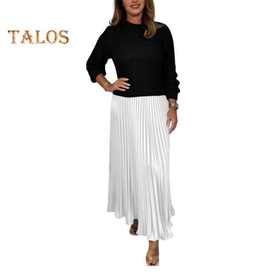 Женское платье с круглым вырезом и длинными рукавами, плиссированное платье контрастного цвета, из двух частей, свободное макси-платье для повседневной носки и поездок на работу S белый
Женское платье с круглым вырезом и длинными рукавами, плиссированное платье контрастного цвета, из двух частей, свободное макси-платье для повседневной носки и поездок на работу S белый