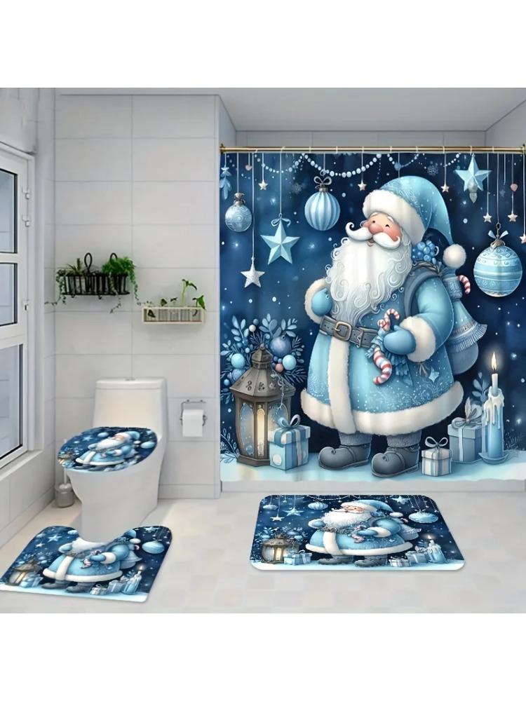 Blue Dreamy Santa Christmas-Themed Bathroom Set - Fade-Resistant Shower Curtain With Hooks, Non-Slip Rug, U-Shaped Mat & Toilet W60H190(CM)-1 Pcs
Blue Dreamy Santa Christmas-Themed Bathroom Set - Fade-Resistant Shower Curtain With Hooks, Non-Slip Rug, U-Shaped Mat & Toilet W60H190(CM)-1 Pcs