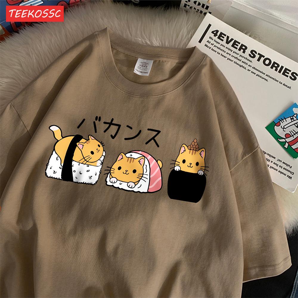Fashion Cotton Women TShirts Japanese Cute Cat Sushi Printing Short Sleeve Oversize ONeck Soft Summer Casual Female Clothes S
Fashion Cotton Women TShirts Japanese Cute Cat Sushi Printing Short Sleeve Oversize ONeck Soft Summer Casual Female Clothes S